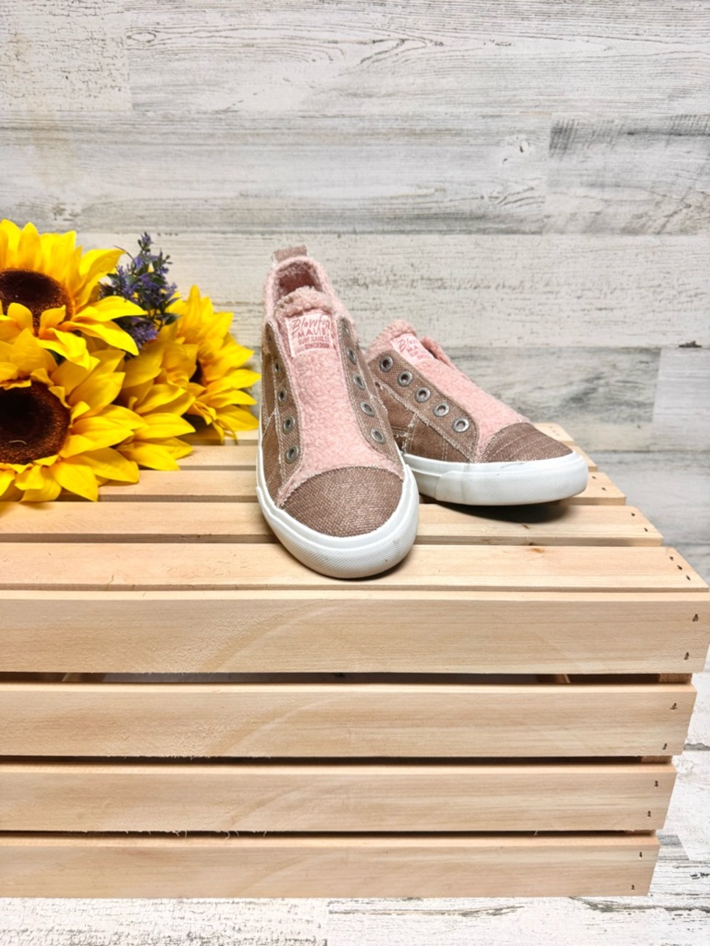 Blowfish Malibu Playdoe SHR Rose Gold Paintbrush Metallic Sherpa Lined Sneakers - Picture 4 of 8